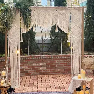 Luxurious Large Macrame Curtain Boho Wedding Backdrop and Arch Arbor Elegant Macrame Wedding Wall Decorations