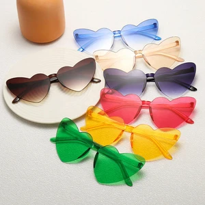 Wholesale Supply Frameless Heart Shaped Sunglasses Personalized Dance Love Party Glasses for Women and Men 2025