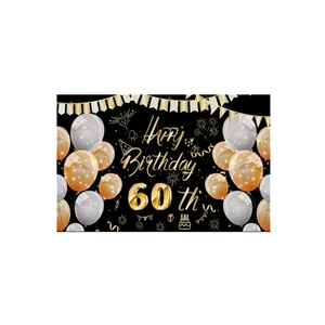 Happy 60th Birthday Backdrop Banner Custom Birthday Logo Photography Background Birthday Party Banner