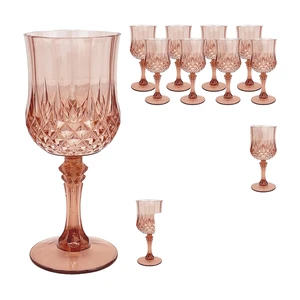 Stemless Reusable Blue Vintage Plastic Wine Goblet Glasses Crystal Clear Retro Style For Grand Event Parties Weddings Receptions