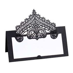 Laser Cut Lace Place Cards Black Hollow Out Wedding Table Numbers for Reception Seating Arrangement European Style Sign Cards