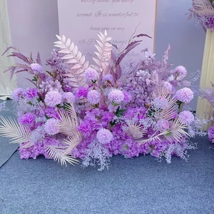 Hot Sale Artificial White and Green Silk Arrangement Wedding Table Centerpiece Aisle Flower Decor Party Event Table Floral Decor