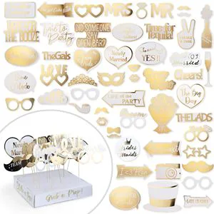 Gold Foil Print Bridal PhotoBooth Funny Wedding Props Elegant Wedding & Reception Party Supplies