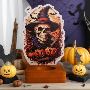 Halloween Desktop Decoration Cross-Border Stock Ghost Festival Party Arrangement Candle Lamp Holder Ornament Holiday Supplies