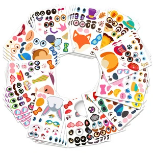 36 PCS Make-a-face Sticker Sheets Make Your Own Animal Mix and Match Sticker Fantasy Animals Kids Party Favor Supplies Craft