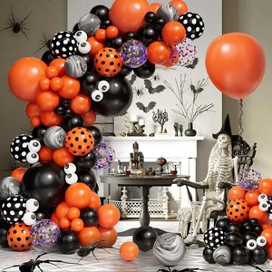 Bulk Party Decorations Supplies Kit Halloween Balloon Arch Kit with Eyes Pattern Dot Balloons for Haunted House Scary Decor