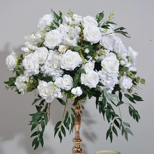 23.62inch Green Plant with White Flower Ball: Large Dining Table Artificial Flowers for Wedding and Engagement Decorations