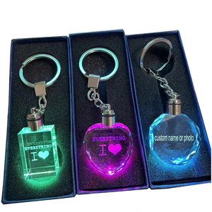 Personalized Name Photo LED Crystal Keychain Festive Party Gift for Halloween & Mother's Day