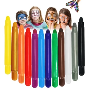 6 Color Washable Water Based Body Paint Kit for Cosplay Makeup, Halloween, Gifts Face Paint Stick Crayons Kit for Kids