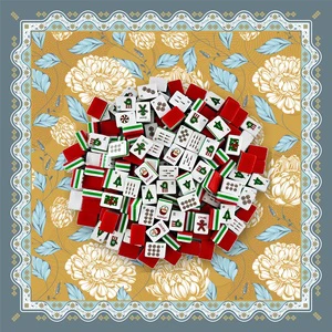 Luxury Yellow Flower Christmas Mahjong Set Acrylic 160 Tiles Padded Case Holiday Party Santa Claus Tree Gift Entertainment