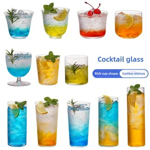 Modern Design Straight Cup Parties Cocktail Glasses Unique High Ball Wave Long Island Cocktail Glass