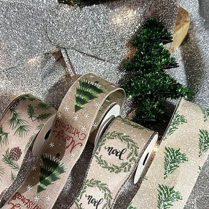 European Classical Christmas Decoration DIY Ribbon Cross-Border Custom Eco-friendly Polyester Printed Bow 1.5m