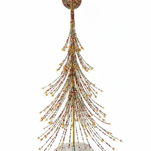 Handcrafted Durable High Quality Black Metal Beaded Christmas Tree Stand Customized Color Home Table Top Decoration Fast Low MOQ