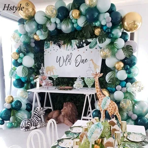 Jungle Safari Theme Baby Shower Decorations Boy - Balloon Garland Arch Kit Tropical Leaves Green Animal Theme Birthday SET842