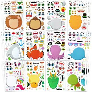 Make-a-face Sticker Sheets Animal Mix and Match Sticker Sheets with Safaris Sea and Fantasy Animals Kids Party Favor Supplies