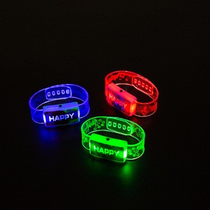 PARTYMENT 定制徽标新年快乐手环 派对礼品用品 发光 LED 灯光闪烁腕带 适合万圣节