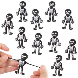 Wholesales New Design Halloween Skeleton Black Color Squishy Stretchy Skull Capsule Holiday Toys for Party Favors Happy Goody