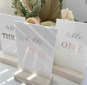 WHITE PERSPEX Table Numbers Perspex Acrylic Table Card