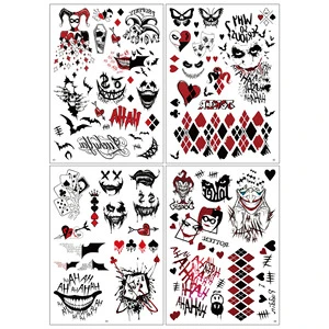 New Halloween Ghost Face Clown Tattoo Stickers, Temporary Arm and Face Tattoo Stickers for Holiday Parties and Gatherings