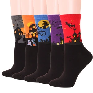 Japanese Fashion Harajuku Retro Pumpkin Couple Men Women Dress Cotton Crew Halloween Socks