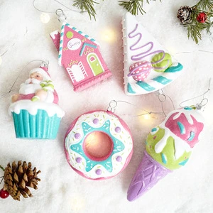 Santa Claus Candy Christmas Tree Hanging Pendant Plastic Pink Xmas Gift Hanging Christmas Tree Ornament