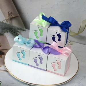 50pcs/bag Kids Birthday Party Favor Box Baby Shower Favors Baby Feet Gift Boxes Candy Box Party Decoration Supplies