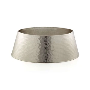 Silver Plated Metal Christmas Tree Collar perfect for tree decor with easy to assemble hinges
