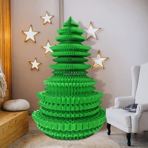 Large Size 180cm Paper Honeycomb Tree Christmas Festival Tree Hanging Ornaments with Magnets Xmas Home Decorations