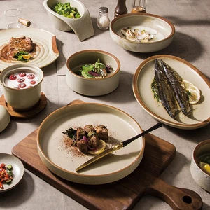Porcelain Plate Set Nature Hand-Painted Plate Dishe Crockery for Theme Restaurant Hotel Banquet Events Dinnerware Ceramic Plates