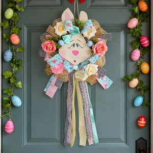 China Plastic 2025 Cross-border New Easter Garlands Rabbit Pendant Holiday Cartoon Theme Decorative Scene Layout