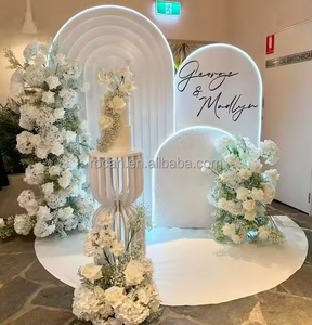 White Acrylic Backdrop Arch Stand Wedding Events Stage Background Decor Led Lighted Acrylic Backdrop