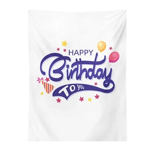 Woven Polyester Washable Eco-Friendly Customizable Square Printed Birthday Party Backdrop Wall Hanging Decoration Custom Logo