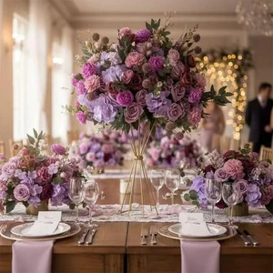 Wedding Centerpieces Table Decorations Artificial Decorative Flower Ball Silk Rose Purple Flower Ball Centerpieces