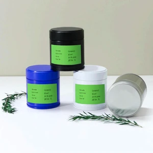 Modern Personalized Matcha Tin 30g Blue Black White Colored Vontage Matcha Tin Can Wholesale 50 Gram With Pull Lid