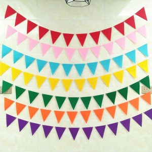 Colorful Non-Woven Triangle Flag Party Banners for Holiday Birthday Shopping Mall Celebrations Scenes Layout