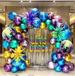 107pcs Disco Themed Party Metal Balloon Set Exploding Star Garland and Arch for Festive Decorations