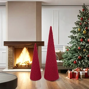 Handmade Eco-Friendly Cotton Crochet Indoor Christmas Tree Stand Decorations Set Customized Color High Quality Knitted Holiday