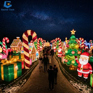 Theme Park Christmas Lighting Project Solution One Stop Festival Santa Claus Lantern Display for Seasonal Attractions