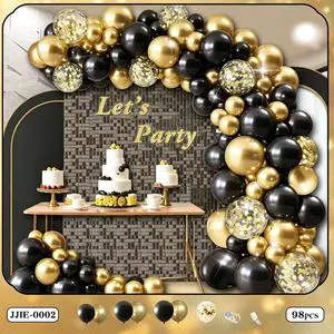 Birthday Party Black Gold Balloon Chain Set Wedding Wedding Arrangement Decoration Supplies Latex Balloon Set