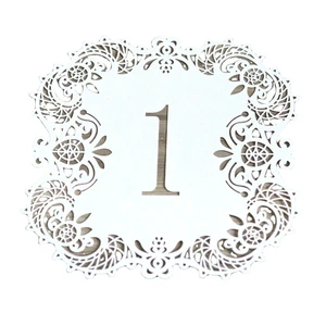 Laser Cut Lace Place Cards 1 to 10 Set Hollow Out Wedding Table Numbers for Reception Seating Arrangement Dinner Party Decor