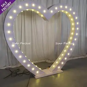 Sino Perfect Decoration Heart Shape White Gold Arch Background Stand Acrylic Pvc Backdrop for Wedding Party Stage