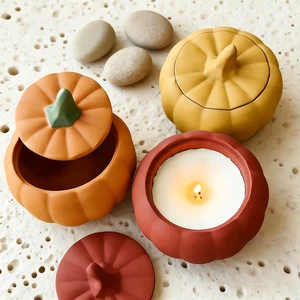 DIY Halloween Pumpkin Storage Box Candle Holder Silicone Mold Epoxy Resin Plaster Craft Ornament Making Mould Wholesale