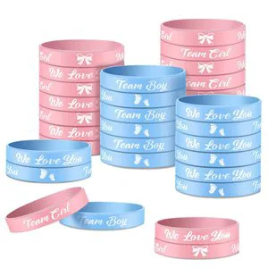 Team Boy Girl Party Waterproof Embossed Rubber Wrist Strap Silicone Bracelet Wristbands Rubber Blind Birthday Party Box Gender