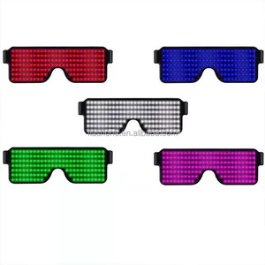 LED Luminous Dynamic Message Sunglasses USB Charge Neon Glasses with Christmas Flashing Light Glow for Party