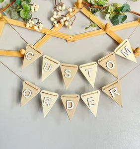 Handmade Custom Wooden Bunting for Wedding Personalised Decoration for Wedding Banner for Party Decor Birthday Party Banner
