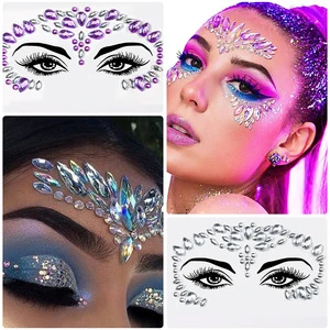 Face Crystal Stickers 3D Jewels Gem Eye Luminous Glitter Tattoo Sticker Music Rave Party Wedding Makeup Tool