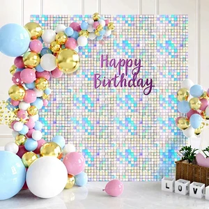 Cross Border Colorful Glitter Wind Power Board Birthday Party Outdoor Wedding Stage Background Wall Translucent Frame Buckle