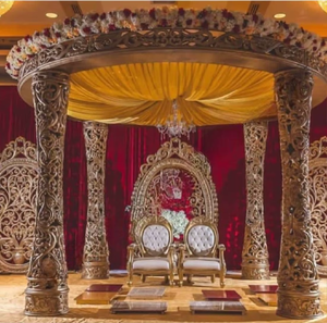 Wedding Mandap New Design Stage Set Fiber Bottle Crystal Pillars Stage Set Fiber Square Panels Wedding Stage Set