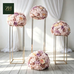 Wholesale Handmade Silk Pink Purple Flower Ball For Wedding Table Decoration
