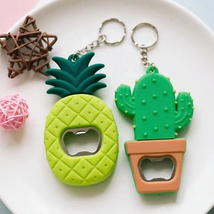 Factory Custom Logo Printing Beer Bottle Opener Keychain Promotion Gift Magnetic KeyChain Soft Pvc Silicone Rubber Bottle Opener
